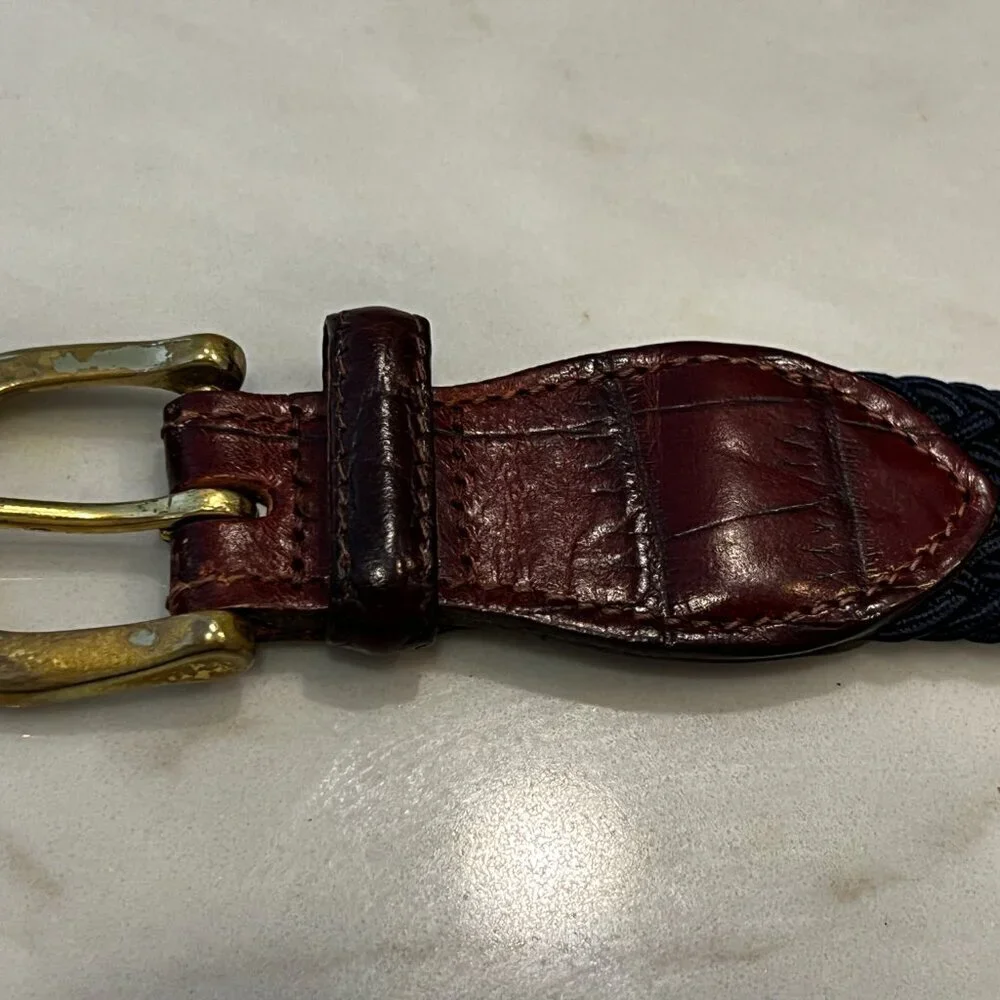 Crookhorn Surcingle Belt Sz 40 Stretch‎ Hand-Woven Brass hardware braided